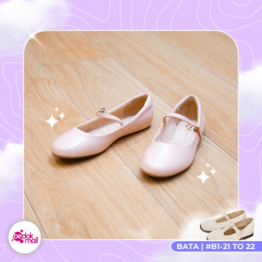 A collection of various Bata footwear, including heels and flats, displayed neatly.