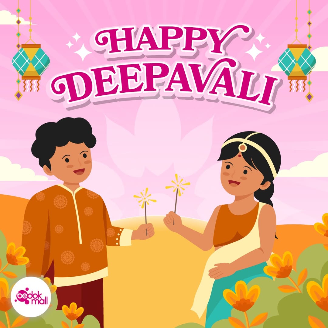 Vibrant Deepavali decorations illuminating Bedok Mall