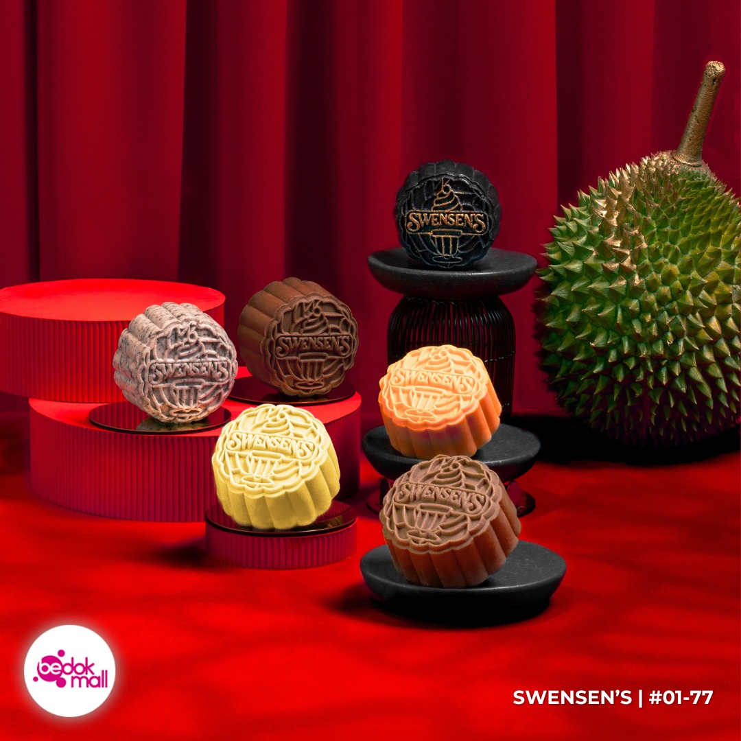 A delightful Swensen's Mochi-Snowskin Ice Cream Mooncake, showcasing its unique texture and inviting appearance.