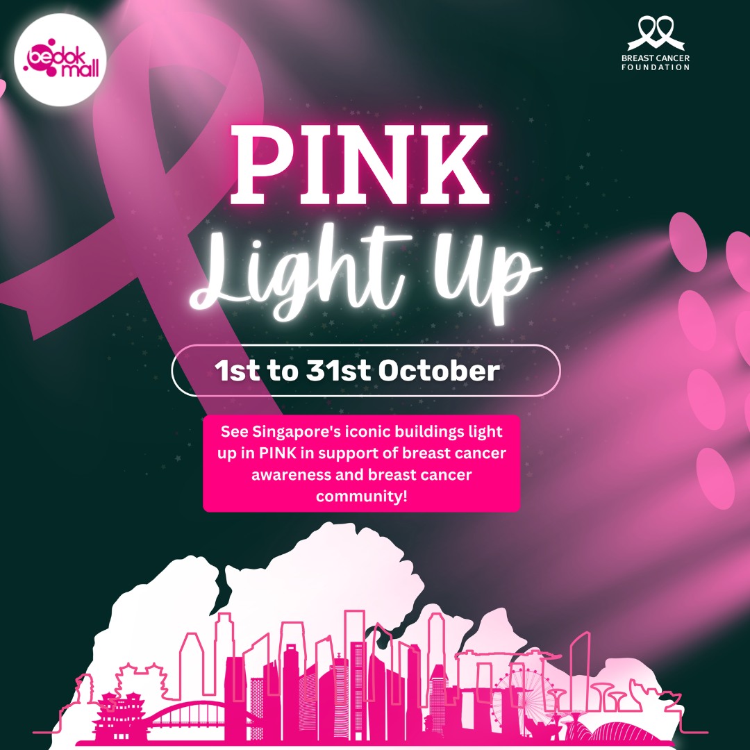 Buildings across Singapore illuminated in pink for Breast Cancer Awareness Month.