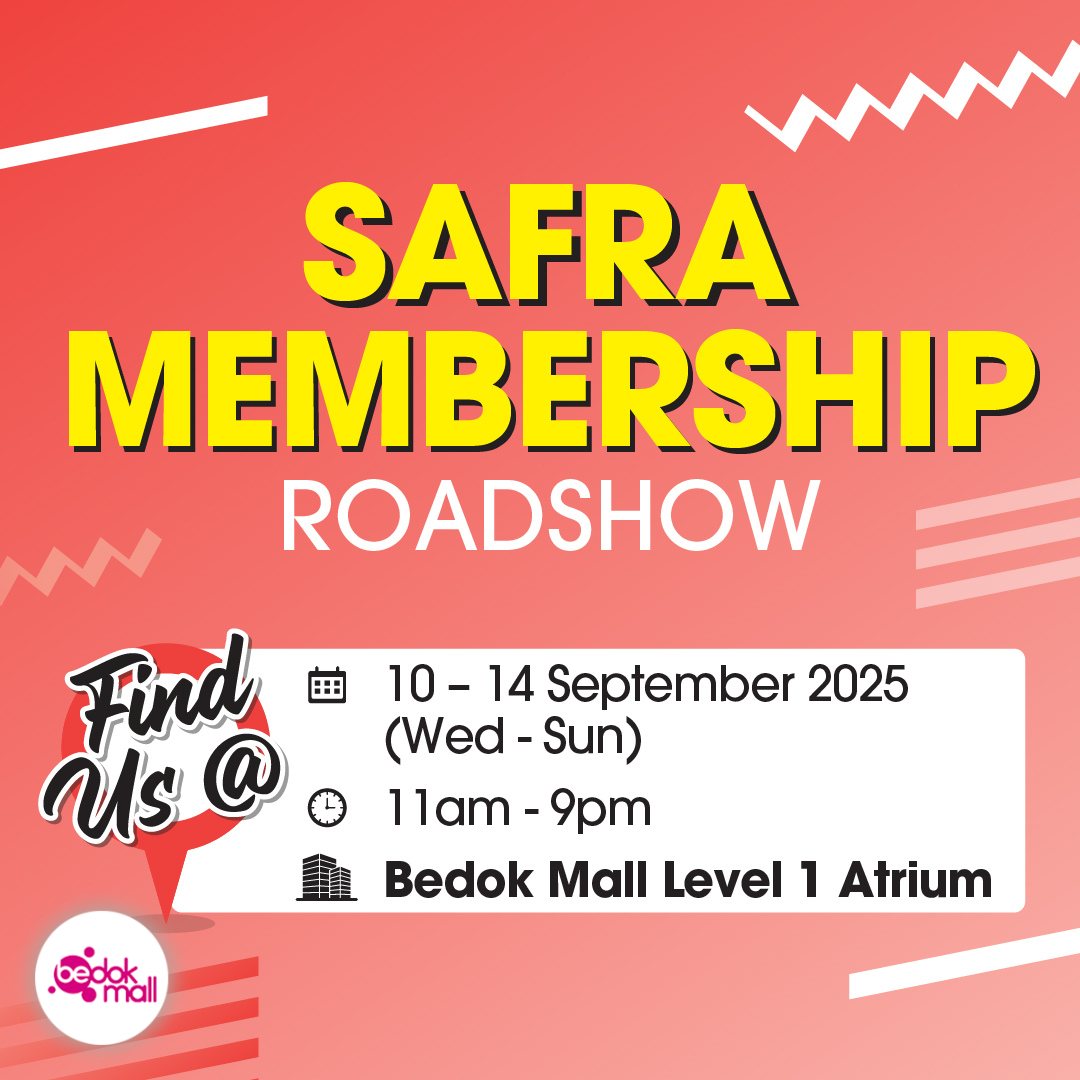 A vibrant image showcasing the SAFRA Membership Roadshow with attractive offers and benefits.