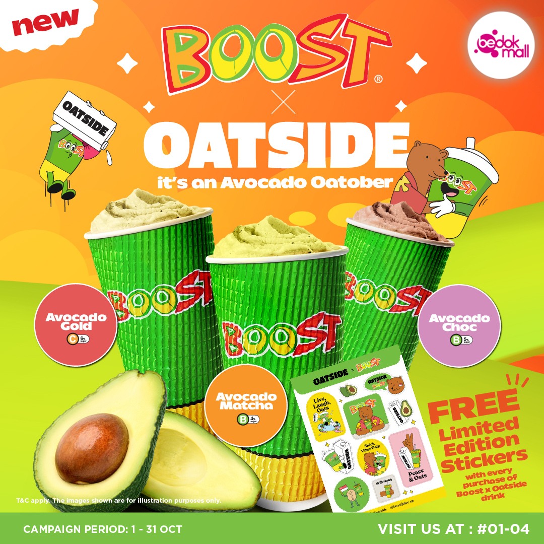 Promotional image for Boost Juice Bars Singapore and OATSIDE collaboration